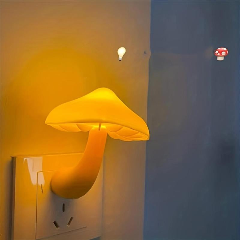 Mushroom Shaped LED Night Lights, Automatic Sensor Toilet Wall Lamp, Ambient Night Light, Room Lights for Bedroom, Light-Control Sensor Bedroom Light