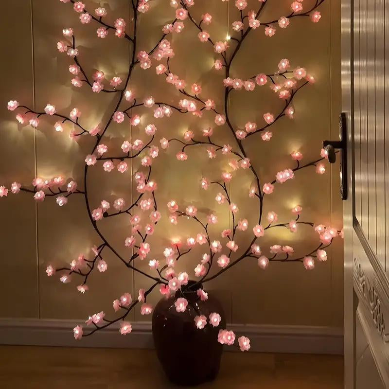 Christmas Cherry Blossom Tree Branch Shaped LED Light Branch, 1 Count USB Powered 96 LED String Light, Decorative Light for Home Party Wedding Festival