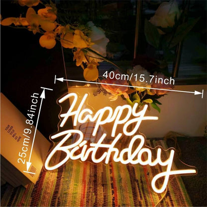 CTTNLS Happy Birthday Letter Design Neon Sign, USB Powered LED Neon Light, LED Signs, Background LED Neon Sign, Decorative Neon Sign for Home Party Decoration, Lights for Bedroom