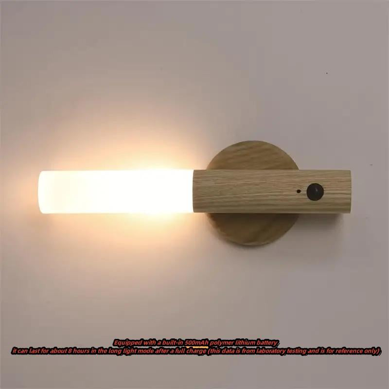 Wooden Smart Stick Light, LED Rechargeable Human Body Sensor Night Light, Indoor Lighting for Home Stairway