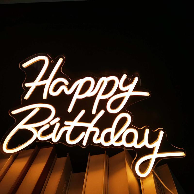 CTTNLS Happy Birthday Letter Design Neon Sign, USB Powered LED Neon Light, LED Signs, Background LED Neon Sign, Decorative Neon Sign for Home Party Decoration, Lights for Bedroom