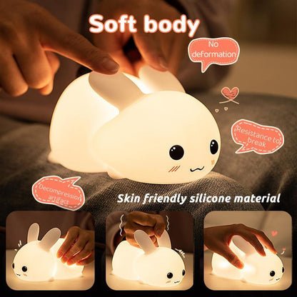 Cute Rabbit Night Light for Easter, USB Rechargeable 7 Colors Ambient Light, Portable Desk Lamp for Kids Room Bedroom, Easter Essentials