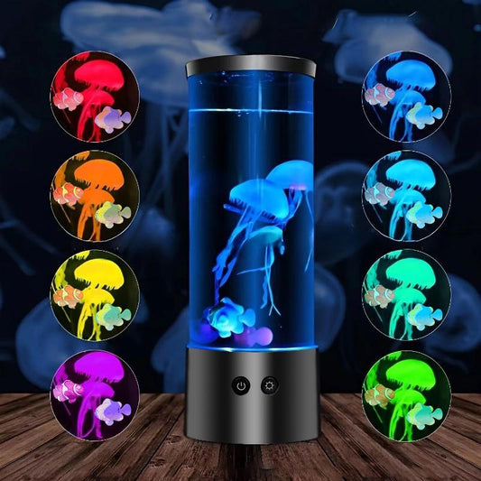 Circular Jellyfish Aquarium Light, Color Changing LED Light with Two Power Supply Modes, Decorative Night Light for Home Bedroom Living Room, Creative Gift Ideas