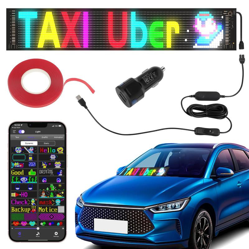 Rolling LED Signage,Led Car Ambient Light,Car Led Window Sign,Car Accessories,Programmable DIY Display,Bluetooth APP Led Car Usb-Powered LED Car Neon Lights