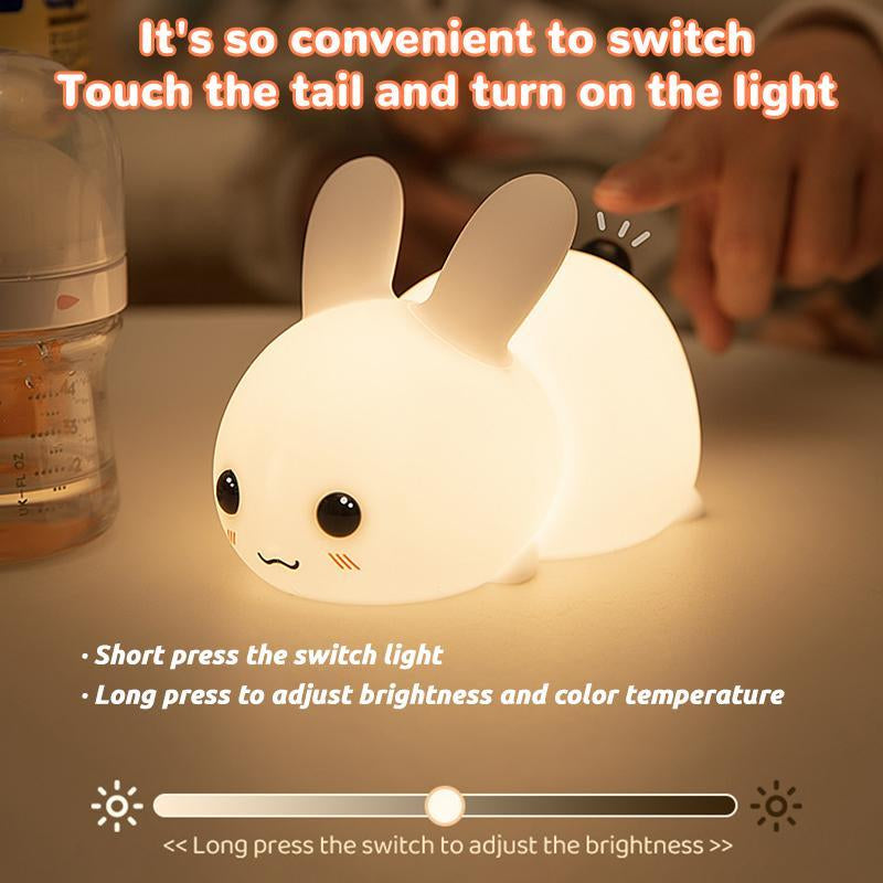 Cute Rabbit Night Light for Easter, USB Rechargeable 7 Colors Ambient Light, Portable Desk Lamp for Kids Room Bedroom, Easter Essentials