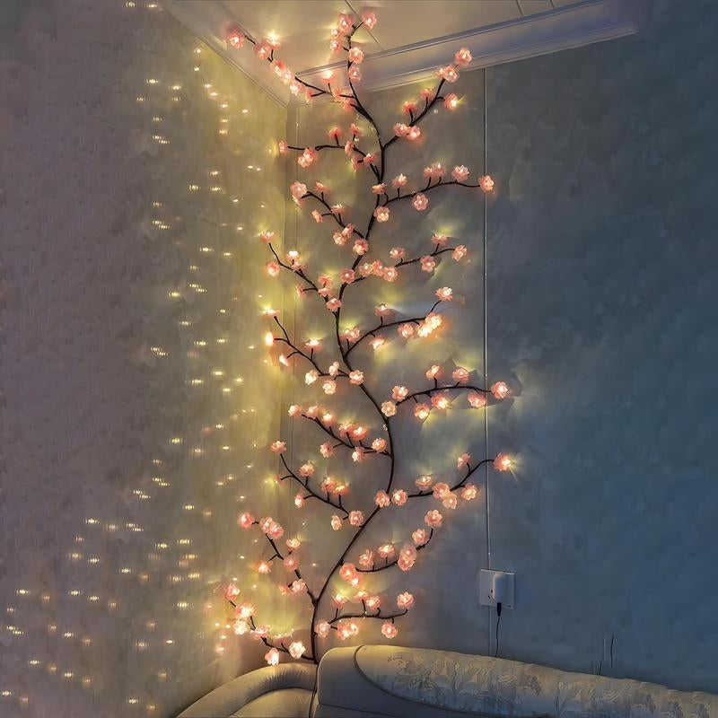 Christmas Cherry Blossom Tree Branch Shaped LED Light Branch, 1 Count USB Powered 96 LED String Light, Decorative Light for Home Party Wedding Festival