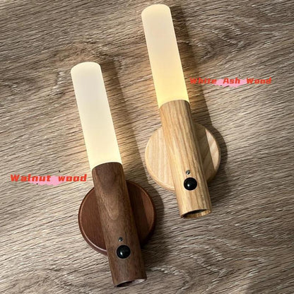 Wooden Smart Stick Light, LED Rechargeable Human Body Sensor Night Light, Indoor Lighting for Home Stairway