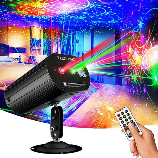 Oval Double Hole Party Disco Light, RGB LED Party Light, USB Powered DJ Stage Light with Remote Control, Decorative Light Projector for Home Party KTV, Ambient Lights for Bedroom