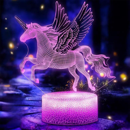 3D Unicorn Design Night Light, 7 Colors Changing Desktop Lamp, Decorative Light for Home Bedroom Living Room