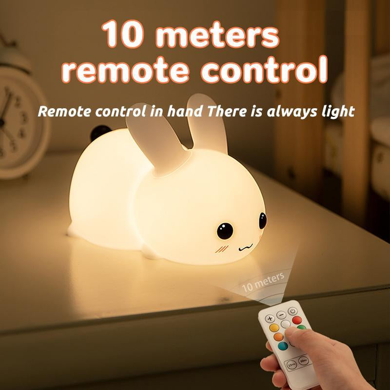 Cute Rabbit Night Light for Easter, USB Rechargeable 7 Colors Ambient Light, Portable Desk Lamp for Kids Room Bedroom, Easter Essentials