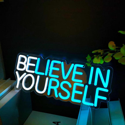 Believe in Yourself Letter Design Neon Sign, USB Powered Neon Light, Adjustable Brightness Light up Sign for Bedroom, Office, Home Decor, Birthday Gift for Men & Women